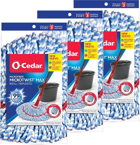 Miniatura 12 de O-Cedar Repuesto genuino de cabezal de trapeador giratorio MicroTwist MAX Lavable a máquina Reutilizable Repuesto de microfibra Elimina