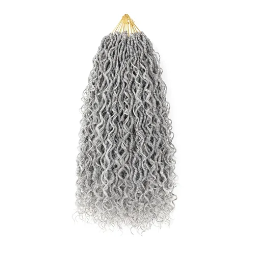 Miniatura 44 de Aipin Goddess Cabello de Ganchillo de 18 Pulgadas Boho River Locs Hippie Locs Ondulado de Ganchillo Con Cabello Rizado en el Medio y Extremos 613