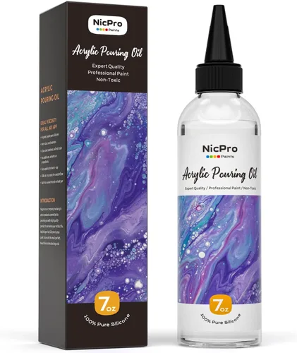 Nicpro Aceite de vertido de silicona de 7 onzas para arte, activador de células dramático para verter pintura acrílica, 100% silicona medio