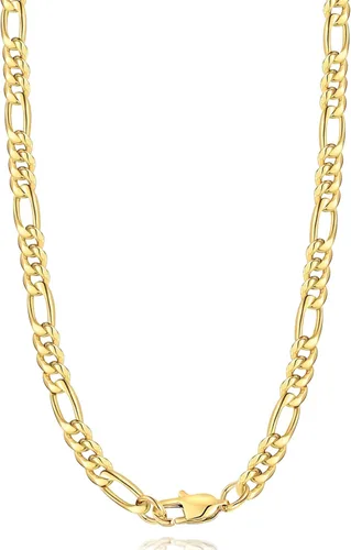 Jewlpire Silver Chain Gold Chain for Men Boys, 14k Gold Plated Men's Necklaces Figaro Chain 5.5mm7mm Mens Chain 161820222426 inch