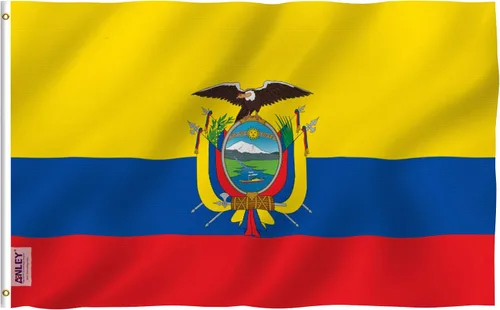 Anley Fly Breeze - Bandera de Ecuador de 3 x 5 pies, color vivo y a prueba de decoloración, cabecera de lona y doble costura, banderas nacionales