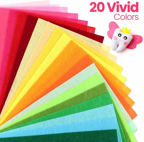 Miniatura 7 de Moukeren 460 piezas, hojas de fieltro de 4 x 4 pulgadas, paquete grande, 1 mm de grosor, tela de fieltro suave, 20 colores surtidos