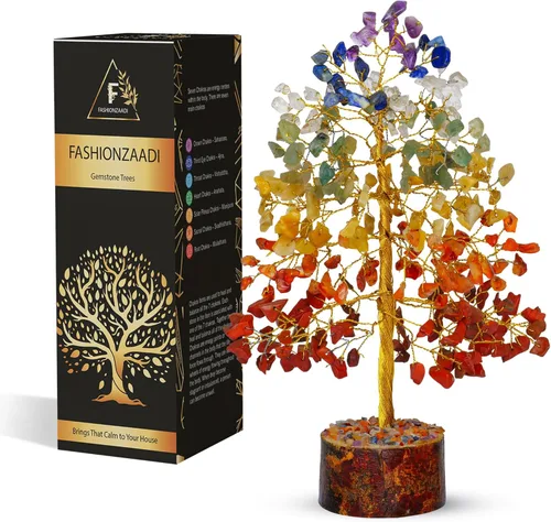 Miniatura 15 de FASHIONZAADI - Árbol de cristal de cuarzo rosa, decoración de feng shui con gemas en alambre plateado, decoración de piedras curativas de chakra