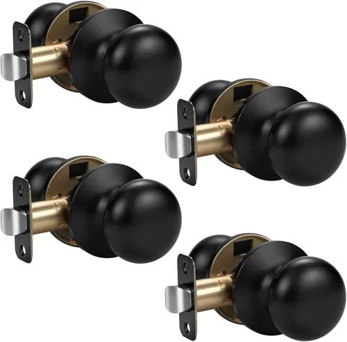 Miniatura 52 de KNOBWELL Paquete de 8 pomos de puerta de privacidad para baño y dormitorio, pomo de puerta negro mate con cerradura, cerradura de manija de puerta