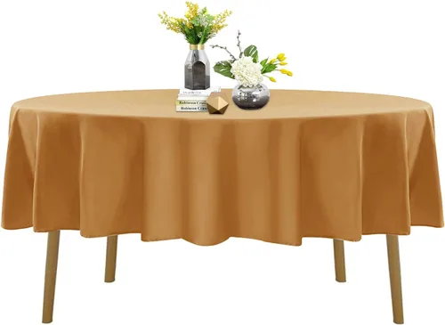 Miniatura 111 de Mantel de poliéster lavable de 90 pulgadas, resistente a las manchas y a las arrugas, mantel decorativo para mesa de comedor, fiestas de bufé y Negro