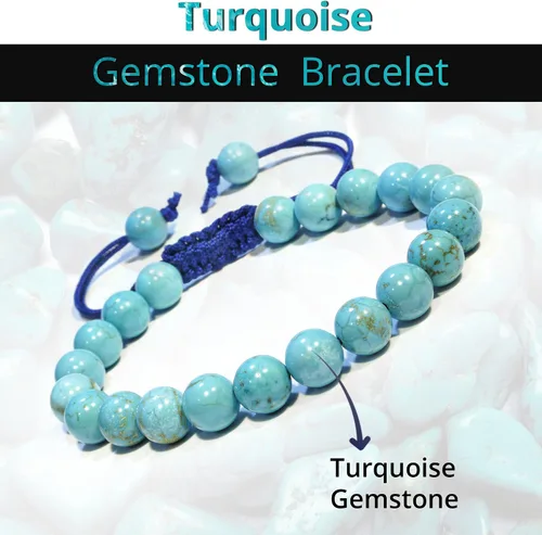 Miniatura 45 de Adjustable Crystal Bracelet – Gemstone Bead Bracelet with Adjustable Macrame String – Chic Gemstone Bracelet for Men and Women – 8mm Round Healing