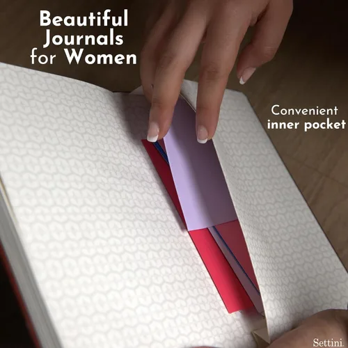 Miniatura 10 de SETTINI® Diario rayado – Diario de flores para escribir, juego de regalo – Cuero vegano de tapa dura, soporte único para bolígrafo, 192 páginas, A5