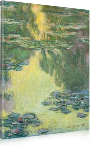 Miniatura 90 de IPIC - Reproducción artística de los lirios de agua de Claude Monet 1906, impresiones giclée coinciden con el marco dorado clásico, arte de pared