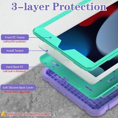 Miniatura 5 de Funda LTROP para iPad de 10.2 Pulgadas 9ª/ 8ª/ 7ª Generación (2021/2020/ 2019) con Soporte para Lápiz y Soporte, Funda Protectora Resistente Híbrida