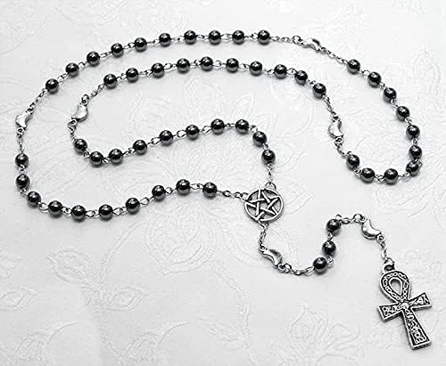 Miniatura 3 de Joyería de moda - Rosario turco hip hop colgantes, rosario satánico, cruz invertida y pentagrama gótico rosario gótico, collar oculto (A2)