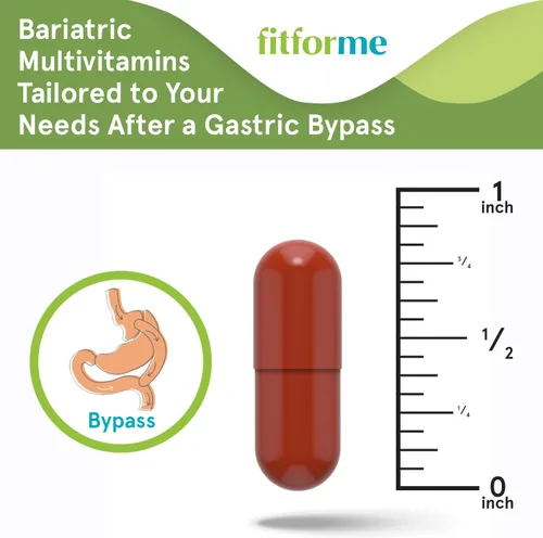 Miniatura 8 de FitForMe Multivitamínico bariátrico con hierro, diseñado para cirugía de bypass gástrico – cápsula de un día, suministro para 30 días, cápsula WLS