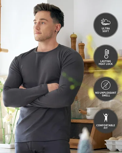Miniatura 5 de WEERTI Ropa interior térmica para hombre, capa base de tela polar con forro polar