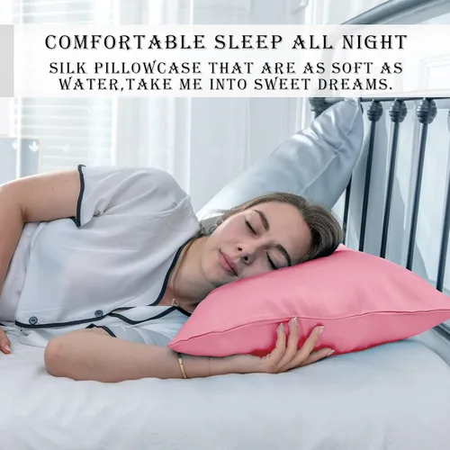 Miniatura 6 de Funda de almohada de seda de morera para cabello y piel, tamaño estándar de 20 x 26 pulgadas, con cremallera oculta, suave, transpirable, suave