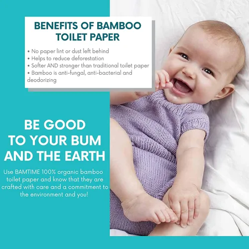 Miniatura 6 de Papel higiénico, 100% papel higiénico de bambú de 3 capas, 24 rollos, 300 hojas, 7200 unidades, paquete de 24, sin plástico, sin árboles