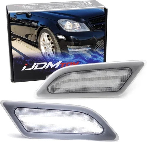 iJDMTOY Kit de luz de marcador frontal LED blanco con lente transparente compatible con Mercedes W204 LCI C250 C300 C350 Sedán/Coupe 2012-14,