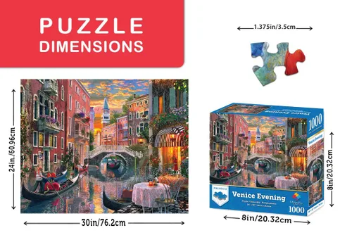 Miniatura 2 de Majestic by Springbok - Venice Evening - Rompecabezas de 1000 piezas con ilustración del Canal de Venecia al atardecer