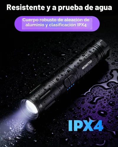 Miniatura 6 de Linterna de luz negra UV, recargable 2 en 1, linterna de luz blanca LED y luz negra de 395 nm, impermeable, zoomable, LED súper brillante