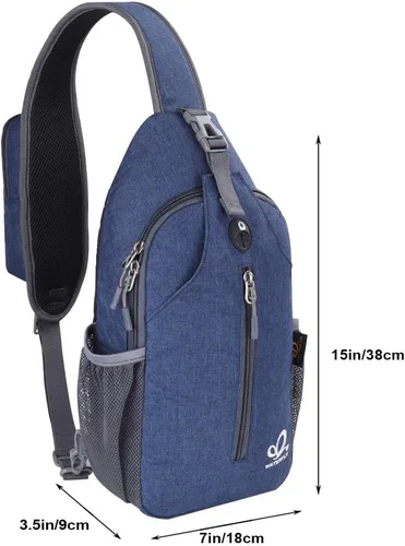 Miniatura 91 de WATERFLY Bolsa pequeña de senderismo: mochila cruzada para el pecho, mochila para hombres y mujeres con correa de hombro agradable a la piel