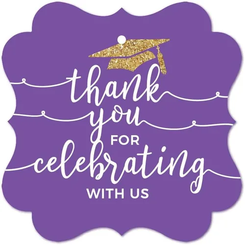 Miniatura 17 de Andaz Press Colección de fiesta de graduación con purpurina de color morado real y dorado, pancarta colgante con cuerda, Congrats Grad!, 5 pies, 1