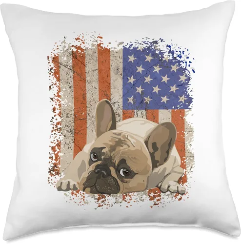 Miniatura 5 de The French Bulldog Patriot Co. Almohada patriótica con diseño de bulldog francés con bandera estadounidense, 16 x 16 pulgadas, multicolor