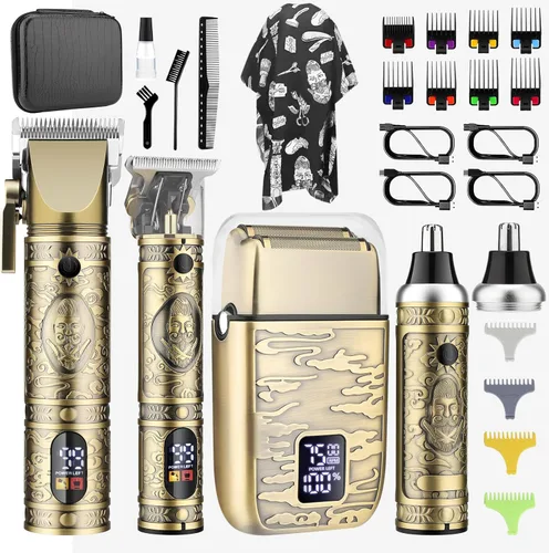 Bomxin Cortadora de pelo profesional para hombres, juego de cortapelos y recortadores de barba, afeitadoras eléctricas para orejas, cara, nariz, kit
