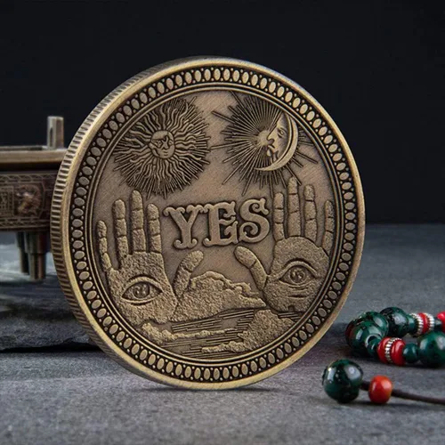 Miniatura 4 de Moneda de Desafío, Moneda de adivinación sí, no (bronce)