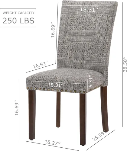 Miniatura 2 de COLAMY - Juego de 4 sillas de comedor tapizadas estilo Parsons, sillas de cocina y comedor de tela con adornos de cabeza de clavo y patas de madera
