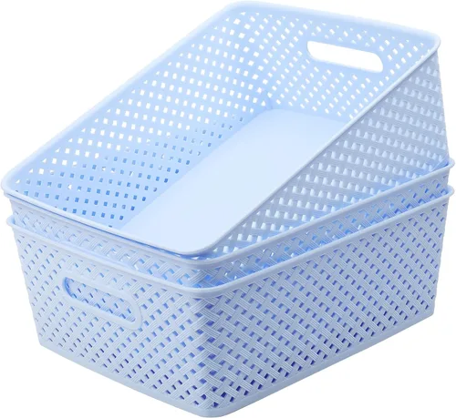 Miniatura 10 de MaxGear Organización y Almacenamiento 3 Paquetes, Contenedores Organizadores de Plástico, Cestas Tejidas para Almacenamiento, Cestas de Plástico