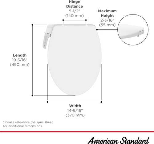 Miniatura 3 de American Standard 8033A65G.020 Aquawash Slim - Asiento de bidé SpaLet no eléctrico, color blanco