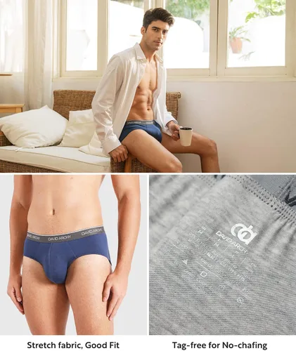 Miniatura 4 de DAVID ARCHY Calzoncillos de bambú para hombre, súper suaves, cómodos, ligeros, paquete de calzoncillos, C