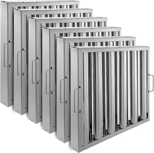VBENLEM Paquete de 6 filtros de campana de 19.5 pulgadas de ancho x 15.5 pulgadas de alto, filtros de campana comercial de acero inoxidable 430 con