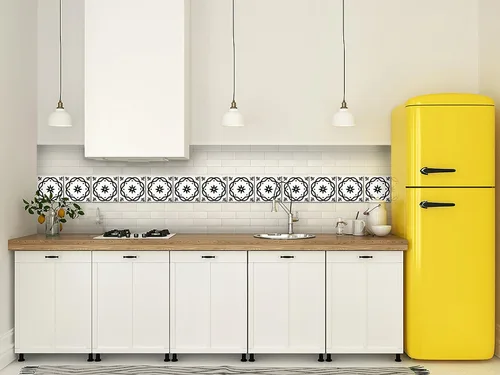 Miniatura 6 de Juego de 24 calcomanías para azulejos de la colección Black & White, para azulejos en muro, para baño y cocina, fácil de aplicar, simplemente