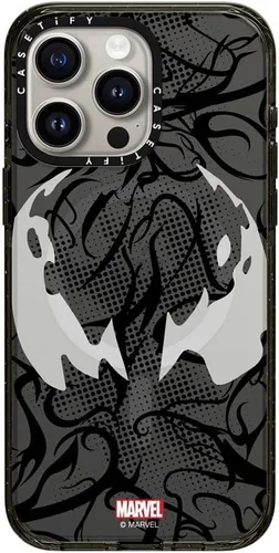 Miniatura 13 de CASETiFY Impact - Funda para iPhone 13 [Spider-Man Co-Lab / protección contra caídas de 6.6 pies] - Máscara Venom - Negro transparente