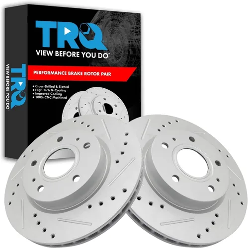 Miniatura 305 de TRQ Juego de rotores de freno de rendimiento trasero con revestimiento G premium compatible con Mazda 6 2014-2021