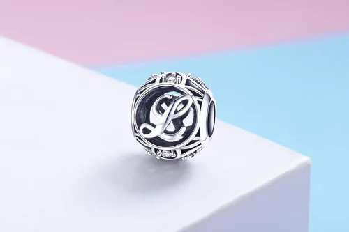 Miniatura 6 de RUKYF Dijes de letras de plata de ley 925 con inicial de la A a la Z para pulseras, collares, cuentas del alfabeto de circonita cúbica, regalos