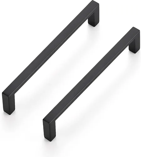 Miniatura 9 de Ravinte Paquete de 10 tiradores de gabinete negro mate, manijas de cocina delgadas de 2-1/2 pulgadas (2.520 in), tiradores cuadrados de cajones