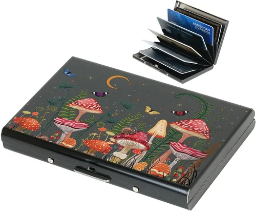 Miniatura 88 de BONSYL® Soporte para tarjetas de crédito, cartera delgada de metal con bloqueo RFID, con 6 ranuras para tarjetas, para mujeres y hombres.