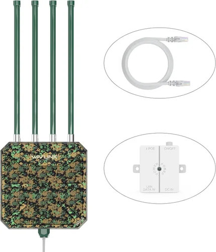 Miniatura 10 de WAVLINK AX3000 Extensor WiFi 6 para exteriores de largo alcance, punto de acceso inalámbrico para exteriores, PoE activo, antenas 4x8dBi, funciona