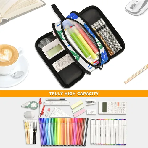 Miniatura 5 de Bolsa de lápices de nylon para niños azul verde sombra títere estilo pintura gran capacidad gran cremallera estuche de lápices papelería para preppy