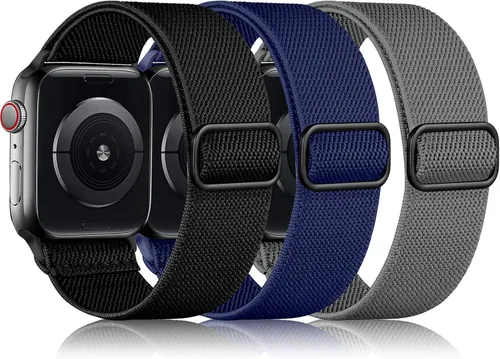 DaQin Paquete de 3 bandas elásticas Solo Loop compatibles con Apple Watch para hombres de 49 mm, 46 mm, 45 mm, 44 mm, 42 mm, correa elástica de
