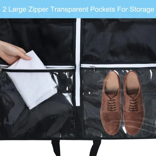 Miniatura 4 de BEISHIDA Paquete de 2 bolsas de ropa de 50 pulgadas para viajes, bolsas de traje para colgar ropa, con 2 bolsas con cordón para almacenamiento