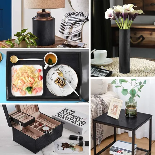 Miniatura 5 de Papel tapiz negro de 17.32 x 118 pulgadas, papel autoadhesivo con textura, película de vinilo con textura, extraíble, cubierta de pared, encimera