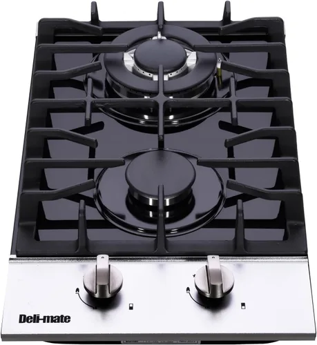 Miniatura 2 de Placa de cocina de gas de 12 pulgadas, estufa de gas de acero inoxidable incorporada de 2 quemadores, estufa de gas convertible GLPG/NG, encimera