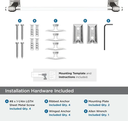 Miniatura 7 de Amerock BH36063CG10 Barra de Toalla Transparente/Níquel Cepillado Toallero de 457 mm Glacio Portarrollos de Baño Accesorios de Baño