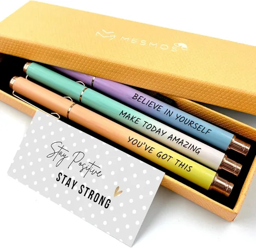 Miniatura 11 de MESMOS Juego de 3 bolígrafos de punta fina de 0.7mm con tinta de gel, juego de bolígrafos elegante para mujeres, regalos inspiradores para mujeres