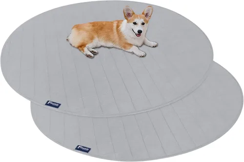 Paquete de 2 almohadillas lavables para orina de perros, impermeables, redondas, de 48 pulgadas, almohadillas reutilizables para orina, almohadillas