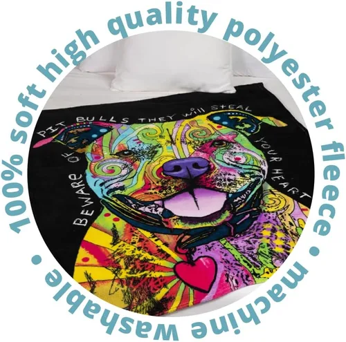 Miniatura 7 de Dawhud Direct Manta Throw de Forro Polar Pitbull de 50 x 60 Pulgadas con Arte de Perro Dean Russo - Mantas Pitbull Suaves y Coloridas para Adultos