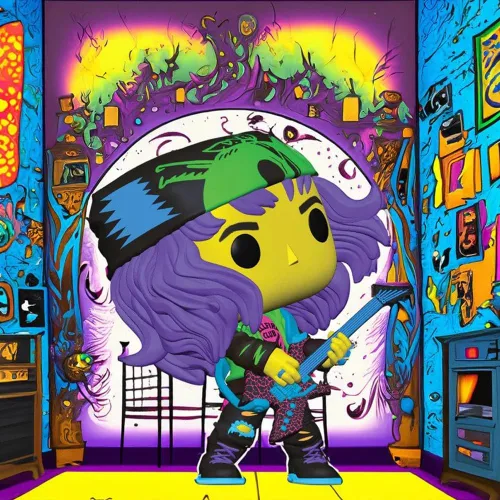 Miniatura 3 de Funko Pop! Stranger Things Eddie con guitarra, figura de vinilo con luz negra #1462 - Exclusiva de Entertainment Earth