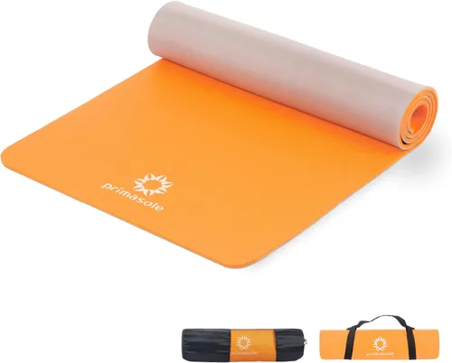 Primasole Esterilla de yoga ecológica de 1/2 pulgada antideslizante para yoga, pilates, fitness en casa y gimnasio, 4 colores con funda de