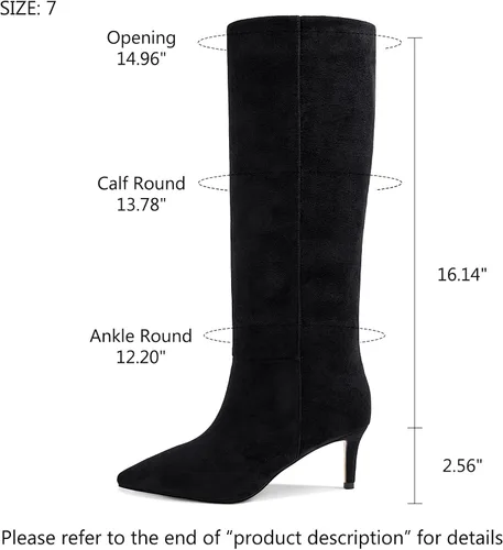 Miniatura 40 de wetkiss Botas altas hasta la rodilla para mujer, con tacón de gatito y diseño de punta puntiaguda, clásicas y sexys